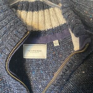 7 Diamonds Mens Pullover Knit Sweater Sz L Quarter Zip Speckled Colors